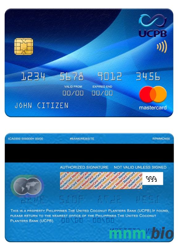 Philippines The United Coconut Planters Bank (UCPB) przykład karty mastercard w formacie PSD